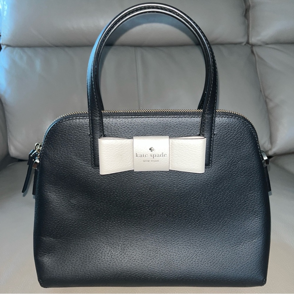 New KATE SPADE Robinson Street Maise Satchel Purse Zip BlackLeather/Bow WKRU4865